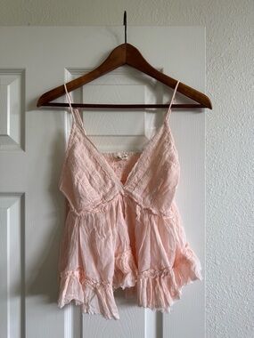 Peach Lace Babydoll Cami Tank Top
